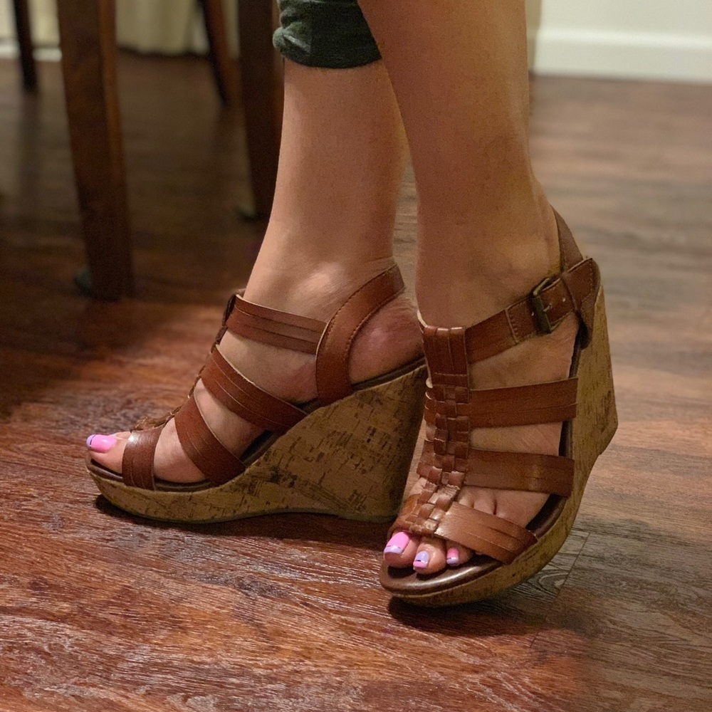 Soft Brown leather Wedge heel